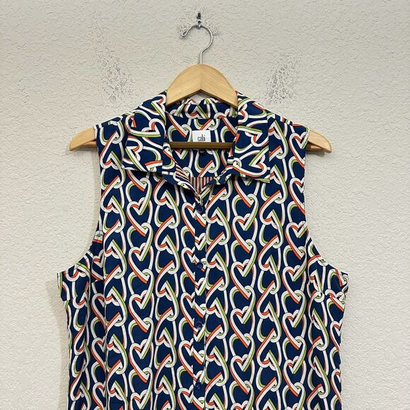 CAbi Blue and Cream Patterned Mini Dress - Picture 4 of 11